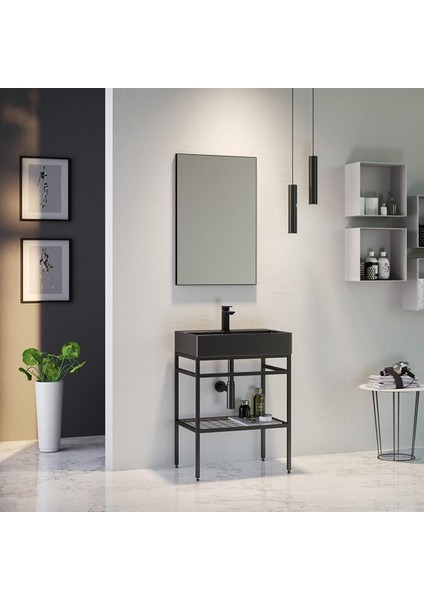Capetown 60 cm Siyah Banyo Dolabı Alt Modül ve Lavabo fiyatları