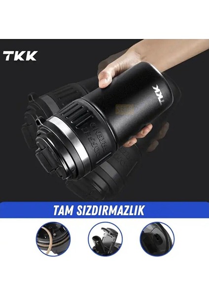 Tkk Yeni Koleksiyon 630ML Pipetli / Pipetsiz Kullanım Askılı Paslanmaz Çelik Termos Kahve Mug Matara Kırmızı