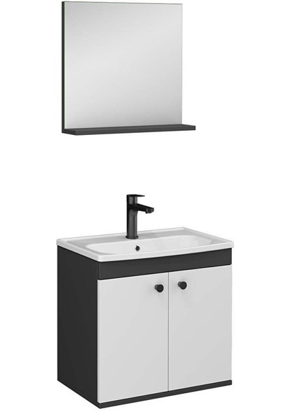 Ece City 60 Banyo Dolabı Seti Antrasit-Beyaz