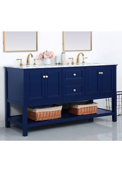 Ahşap Tutku Banyo Dolabı Lacivert