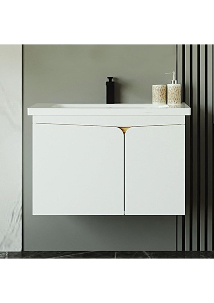 Denko Erel 65 cm Mdf Beyaz Banyo Dolabı Alt Modül ve Lavabo