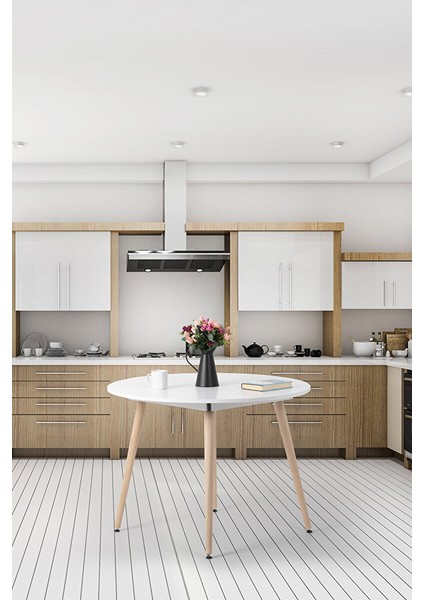 Bistro 100CM / Yuvarlak Mutfak Masası / Yuvarlak Yemek Masası / Beyaz