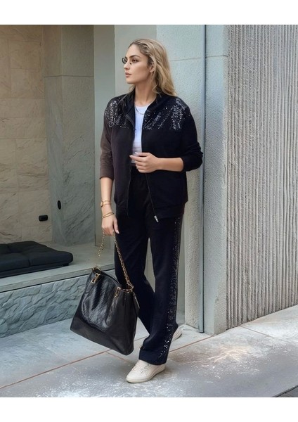 Kadın Iki Iplik Kumaş Pul ve Fermuar Detaylı Ikili Takım