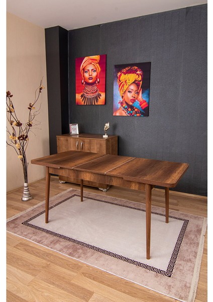 KFH-1917 Barok Renk Dikdörtgen Açılabilir Yemek ve Mutfak Masa 80X170 Takımı 4 Sandalyeli Krem