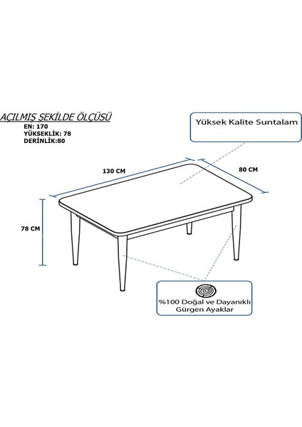 KFH-1917 Barok Renk Dikdörtgen Açılabilir Yemek ve Mutfak Masa 80X170 Takımı 4 Sandalyeli Krem