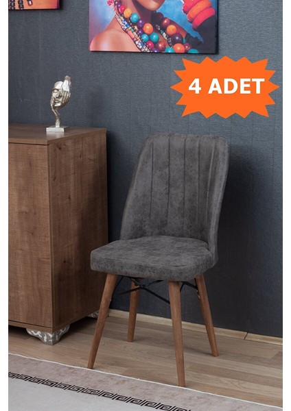KFH-1917 Barok Renk Dikdörtgen Açılabilir Yemek ve Mutfak Masa 80X170 Takımı 4 Sandalyeli Krem