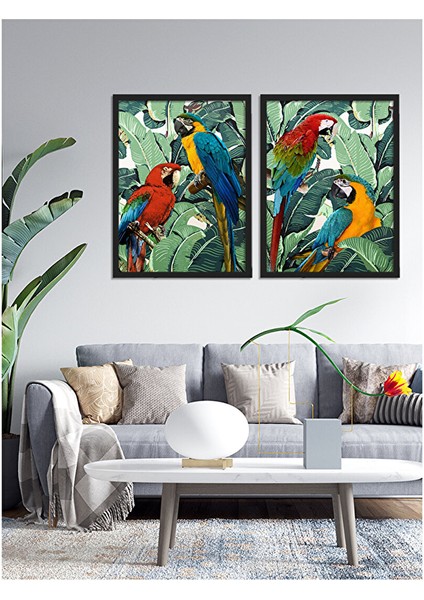 Papağanlar Tablo Set 21X30 cm Siyah