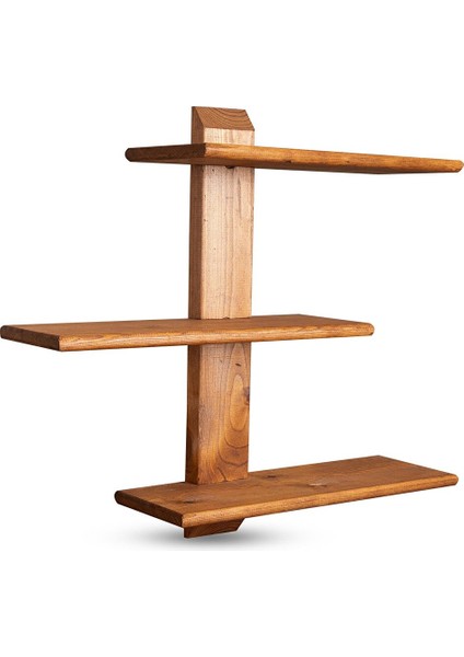 Dekoratif Ahşap 3 Raflı Duvar Rafı Kitaplık Çiçeklik Biblo Baharatlık Rafı 60X48X18 cm fırsatları