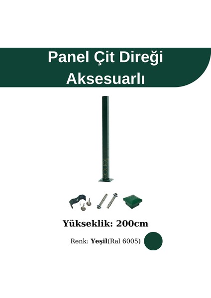 200 cm Panel Çit Direği Aksesuarlı Yeşil