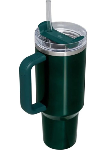 Quencher Pipetli Termos Bardak 1.18 Lt Metalik Yeşil