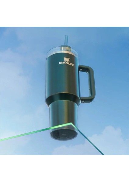 Quencher Pipetli Termos Bardak 1.18 Lt Metalik Yeşil
