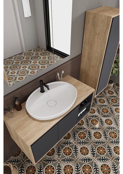 Lale 100 cm %100 Mdf Lavabolu Banyo Dolabı + Aynalı Dolap + Boy Dolabı fiyatları