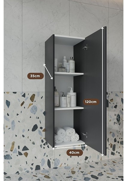 Erguvan Antrasi̇t Demonte 120 cm Banyo Boy Dolabi fiyatları
