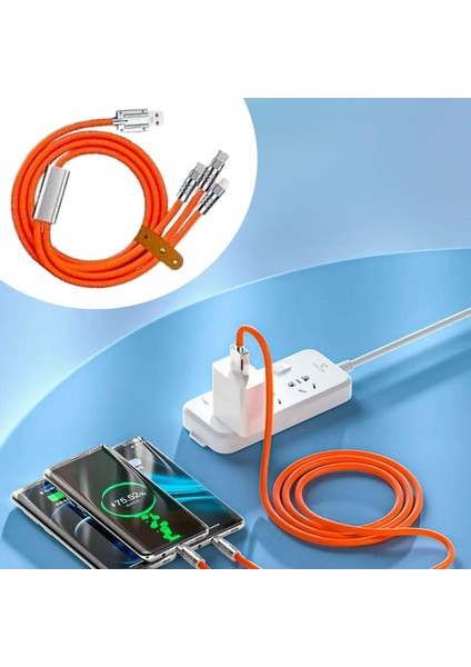 Omb Store 3 Şarj Aleti 1 Arada Çinko Alaşım Hızlı Şarj Kablosu Turuncu