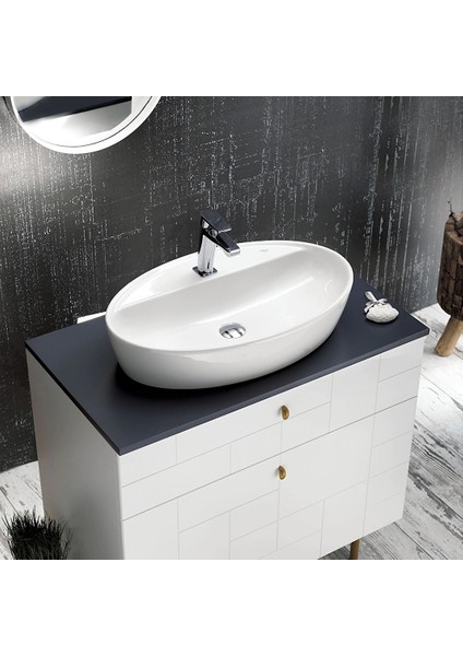 Turkuaz Cerastyle One Lavabo 67*42CM Çanak Tezgah Üstü (Delikli)