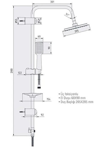 Suga Kolonlu (Robot) Duş Takimi