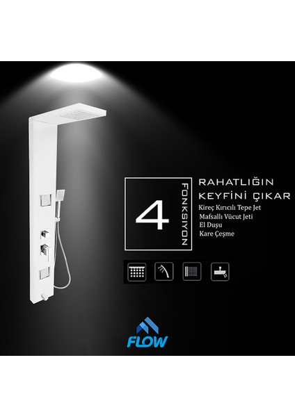 Atlas Beyaz Masajlı Duş Paneli - Dikey Jakuzi - Robot Duş - El Duşu - Lüx Duş fırsatları
