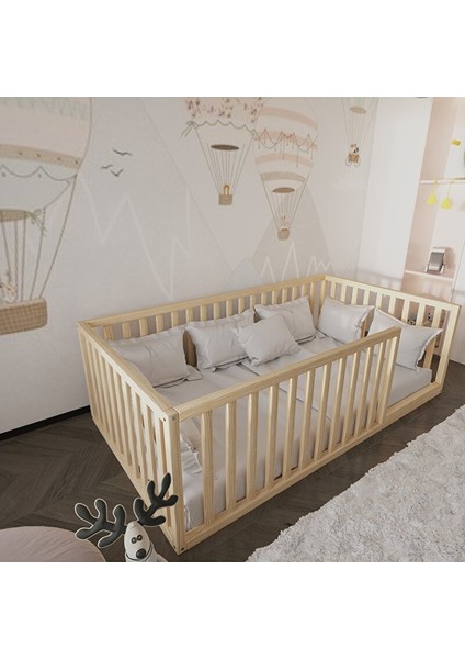 Montessori Doğal Ahşap Çocuk Yatağı 60 cm Yükseklik 80X180 cm fiyatları