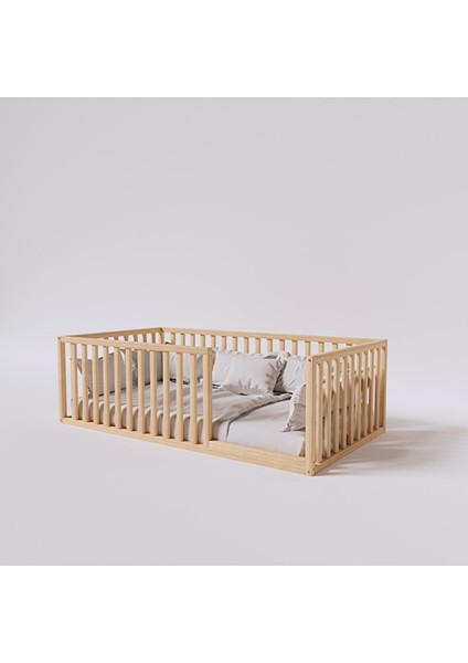 Montessori Doğal Ahşap Çocuk Yatağı 60 cm Yükseklik 80X180 cm modelleri