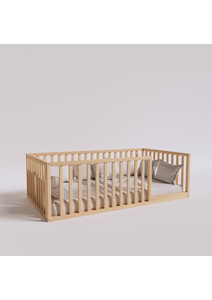 Montessori Doğal Ahşap Çocuk Yatağı 60 cm Yükseklik 80X180 cm fırsatları