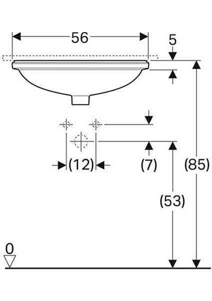 Variform Tezgah Altı Lavabo Oval 50 cm 50 cm