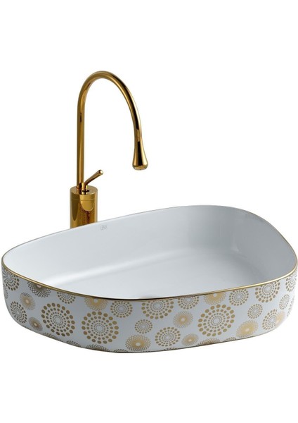 Tezgah Üstü Çanak Lavabo E-2107AB Beyaz-Altin