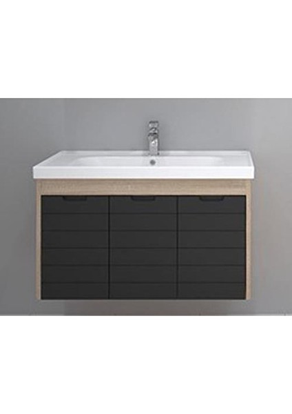 Turkuaz Frame Etajerli Lavabo 90*45CM-MOSTAR 90 Alt Modül -Siyah