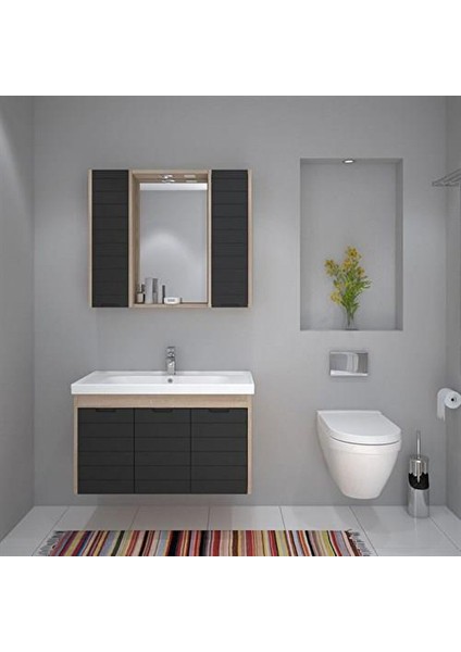 Turkuaz Frame Etajerli Lavabo 90*45CM-MOSTAR 90 Alt Modül -Siyah fiyatları