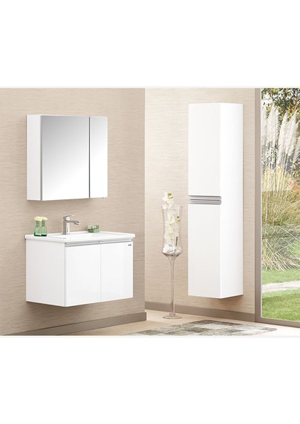 Terme Banyo Dolabı Beyaz 80 cm Üst Modül Beyaz