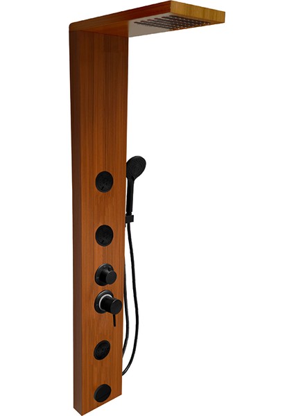 Venüs Teak Ağacı Premium Masajlı Duş Paneli - Dikey Jakuzi - Robot Duş - El Duşu - Lüx Duş