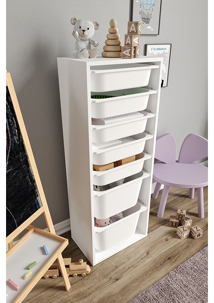 %100 Mdf - Xl Mono 7 Sepetli Oyuncak Dolabı (XLARGEMONO7SEPET-2B-5O-BEYAZ) modelleri