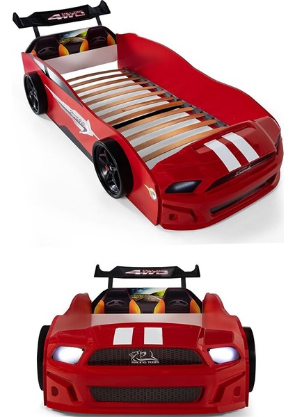 Kırmızı Arabalı Yatak Sport Mustang Işıklı