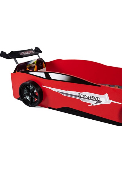 Kırmızı Arabalı Yatak Sport Mustang Işıklı