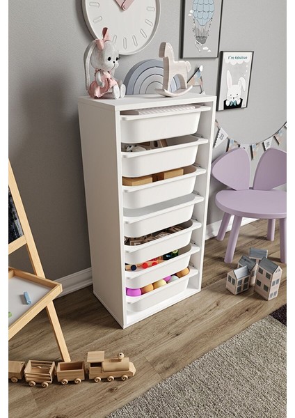 %100 Mdf - Medium Mono 7 Sepetli Oyuncak Dolabı (MEDIUMMONO7SEPET-7O-BEYAZ) fiyatları