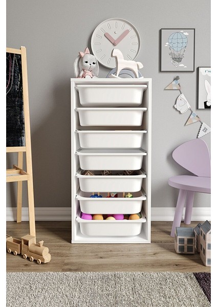 %100 Mdf - Medium Mono 7 Sepetli Oyuncak Dolabı (MEDIUMMONO7SEPET-7O-BEYAZ) modelleri