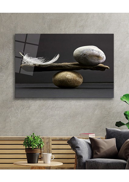 Denge Tüy ve Taş Cam Tablo, Uv Baskılı ve Temperli, Hediyelik 95X150 cm