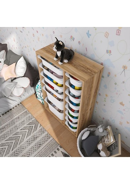Rine 14 Sepetli Çok Amaçlı Oyuncak Dolabı Tropik Ceviz 2D4K8U fiyatları