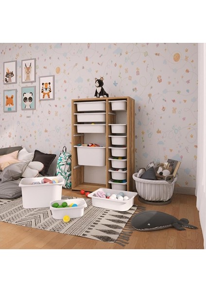 Rine 14 Sepetli Çok Amaçlı Oyuncak Dolabı Tropik Ceviz 2D4K8U fırsatları