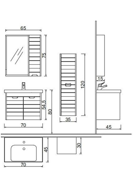 Denko Mostar 70 cm Banyo Dolabı Takımı ve Boy Dolabı modelleri
