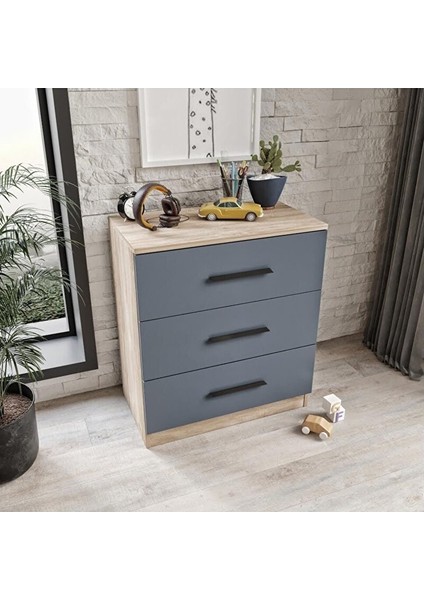 Izmir Çocuk Odası Takımı Tamamı Mdf Antrasit ve Flora