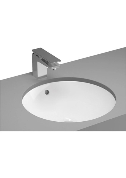 Metropole Tezgahaltı Lavabo 5940B003-1082 Yuvarlak - Kompakt - 45X45 cm - Armatür Deliksiz - Su Taşma Delikli - Beyaz