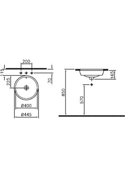 Metropole Tezgahaltı Lavabo 5940B003-1082 Yuvarlak - Kompakt - 45X45 cm - Armatür Deliksiz - Su Taşma Delikli - Beyaz fiyatları