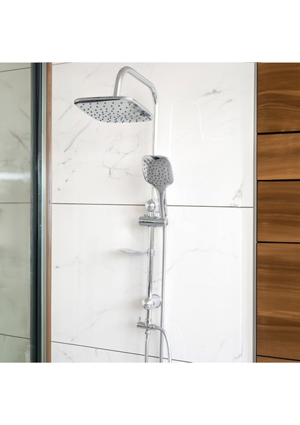 Banora Lux Oval Robot Duş Sistemi, 2 Fonksiyonlu El Duşu, Paslanmaz Çelik, Standart Sabunluk, Krom