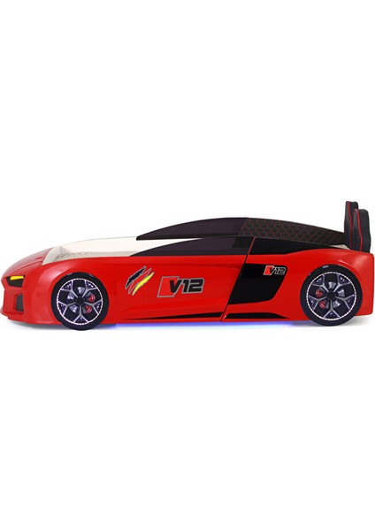 Kırmızı Arabalı Yatak V12 Audi Full Ledli Kumandalı ve Müzikli indirimleri