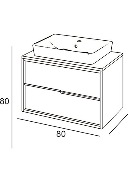 Turkuaz Duru Etajerli Lavabo 60*40CM - Matia 80 Alt Modül modelleri