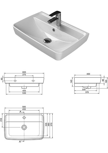 Turkuaz Duru Etajerli Lavabo 60*40CM - Matia 80 Alt Modül fırsatları