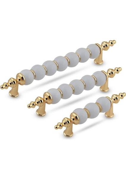 Polimer Boncuk Lüks Modern Dolap Çekmece Kulpları 2 Adet 192 mm Altın Boncuk