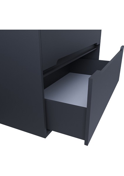 Home Madrid 80 cm Mdf Banyo Dolabı Seti ve Boy Dolabı Antrasit