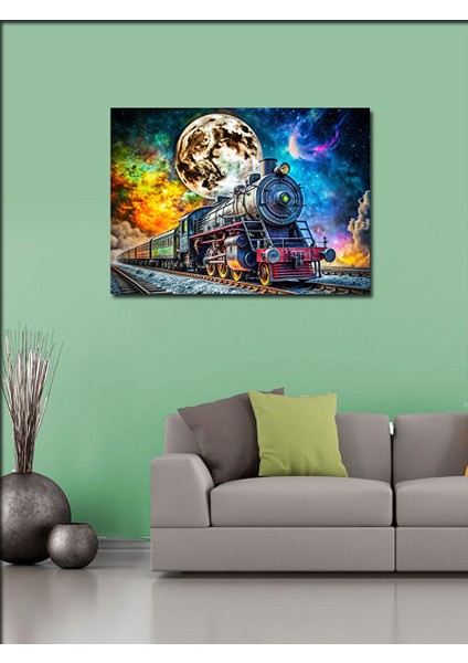 Kanvas Tablo Dolunay ve Buharlı Tren 70X100 cm fiyatları