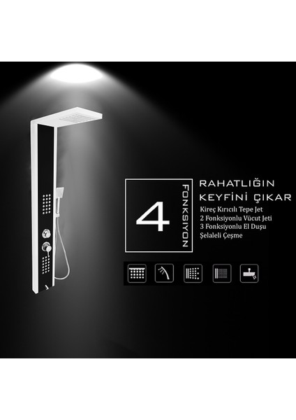Çift Renk Beyaz-Siyah Masajlı Duş Seti - Duş Paneli - Duş Kolonu - Batarya fiyatları